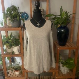 Dalia Cold Shoulder Heather Grey Athletic feels Long Sleeve Top